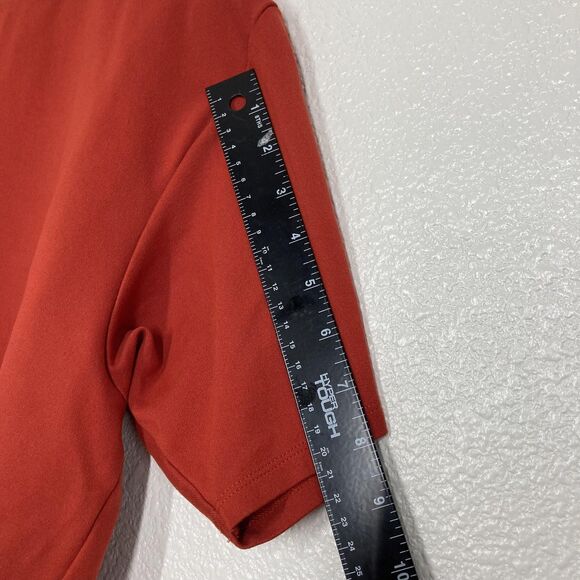 Acne Studios Shirt Mens Large Red NAVID Mock Neck Logo Collar Designer Tee - Picture 9 of 16